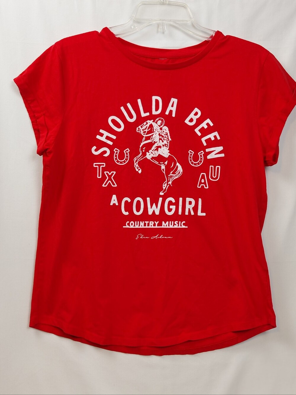 Eden Ashram Cowgirl T Shirt Size Large Red